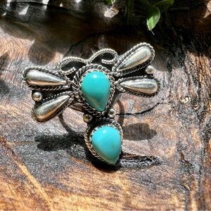 925 Sterling Silver & Kingman Turquoise Dragonfly Ring Size 7.5